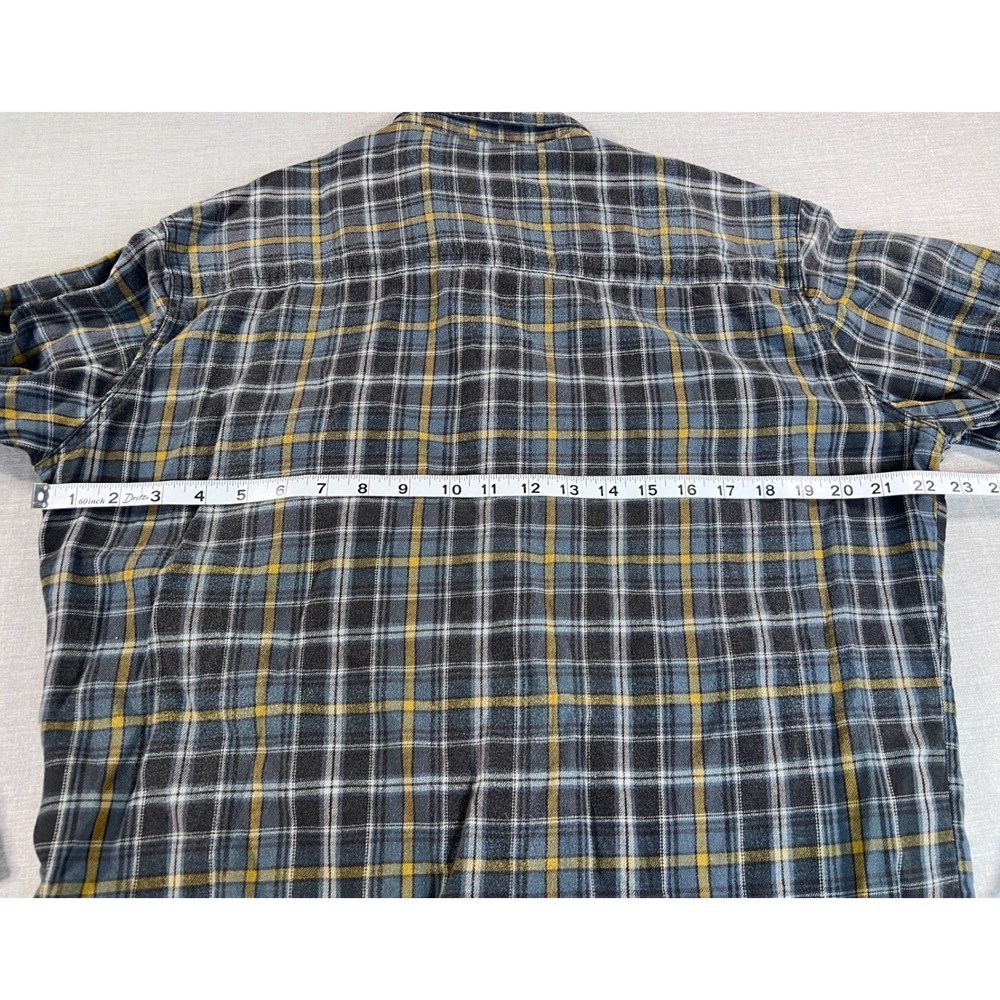 Kuhl Mens Large Plaid Button Down Shirt Blue Yellow Cotton Tencel Long Sleeve - Picture 5 of 9